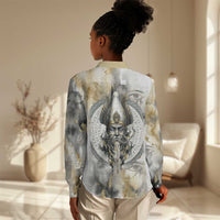 Osiris Egyptian Women Casual Shirt God of Afterlife Feather Scale Judgment Eye of Horus