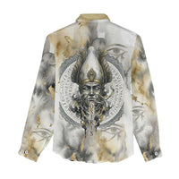 Osiris Egyptian Women Casual Shirt God of Afterlife Feather Scale Judgment Eye of Horus