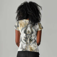Osiris Egyptian Women V-Neck T-Shirt God of Afterlife Feather Scale Judgment Eye of Horus