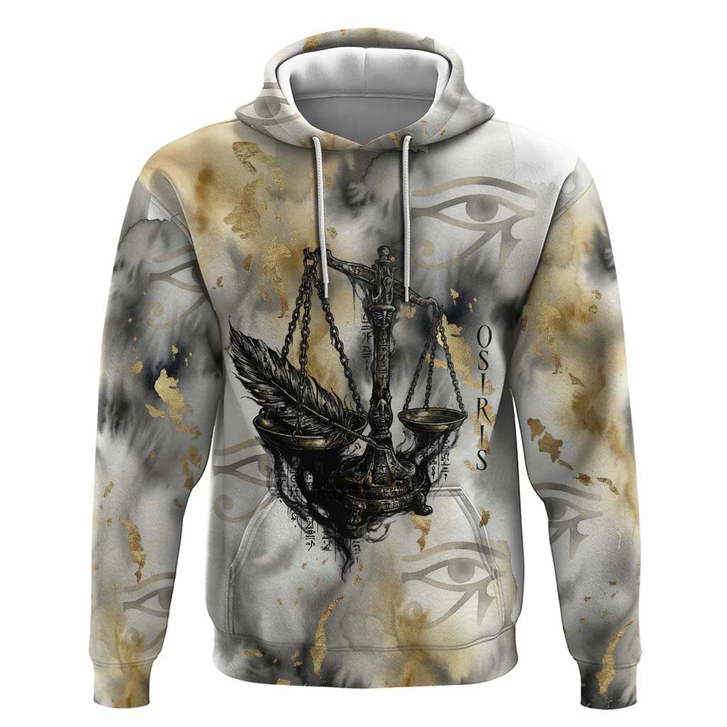 Osiris Egyptian Zip Hoodie God of Afterlife Feather Scale Judgment Eye of Horus
