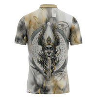 Osiris Egyptian Zipper Polo Shirt God of Afterlife Feather Scale Judgment Eye of Horus