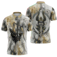Osiris Egyptian Zipper Polo Shirt God of Afterlife Feather Scale Judgment Eye of Horus