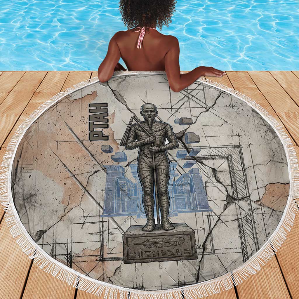 Ptah Egyptian Beach Blanket God of Crafts Architecture Tools Fashioner of the Earth