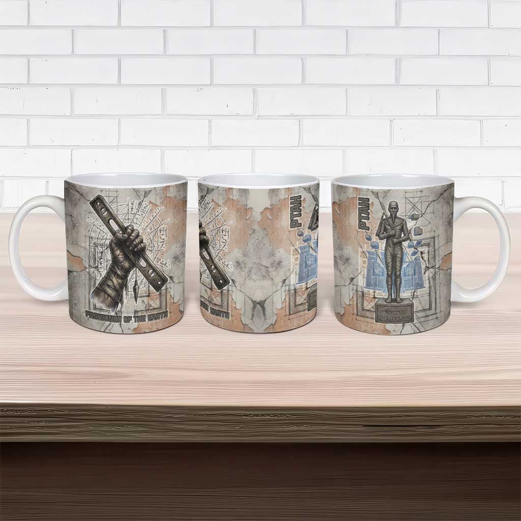 Ptah Egyptian Ceramic Mug God of Crafts Architecture Tools Fashioner of the Earth