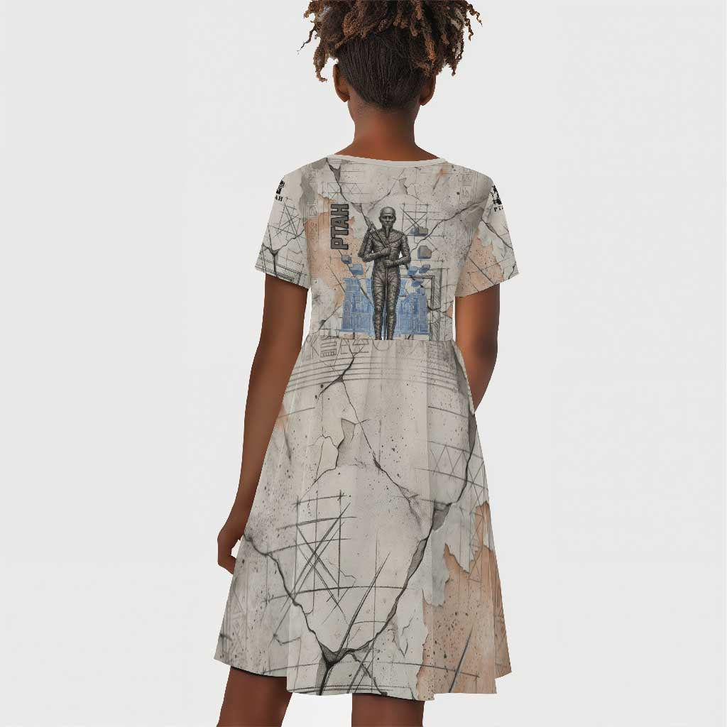 Ptah Egyptian Kid Short Sleeve Dress God of Crafts Architecture Tools Fashioner of the Earth