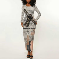 Ptah Egyptian Long Sleeve Bodycon Dress God of Crafts Architecture Tools Fashioner of the Earth