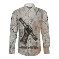 Ptah Egyptian Long Sleeve Button Shirt God of Crafts Architecture Tools Fashioner of the Earth