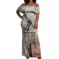 Ptah Egyptian Off Shoulder Maxi Dress God of Crafts Architecture Tools Fashioner of the Earth