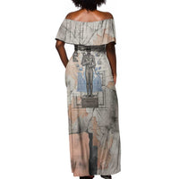 Ptah Egyptian Off Shoulder Maxi Dress God of Crafts Architecture Tools Fashioner of the Earth