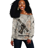 Ptah Egyptian Off Shoulder Sweater God of Crafts Architecture Tools Fashioner of the Earth