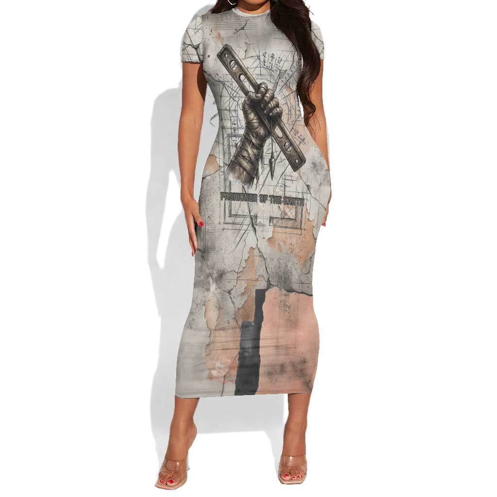 Ptah Egyptian Short Sleeve Bodycon Dress God of Crafts Architecture Tools Fashioner of the Earth