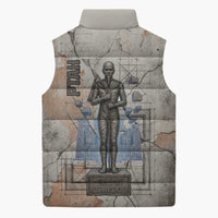 Ptah Egyptian Sleeveless Puffer Jacket God of Crafts Architecture Tools Fashioner of the Earth