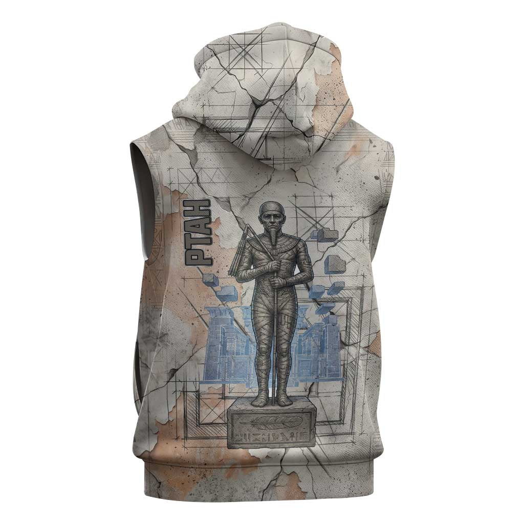Ptah Egyptian Sleeveless Zip Hoodie God of Crafts Architecture Tools Fashioner of the Earth