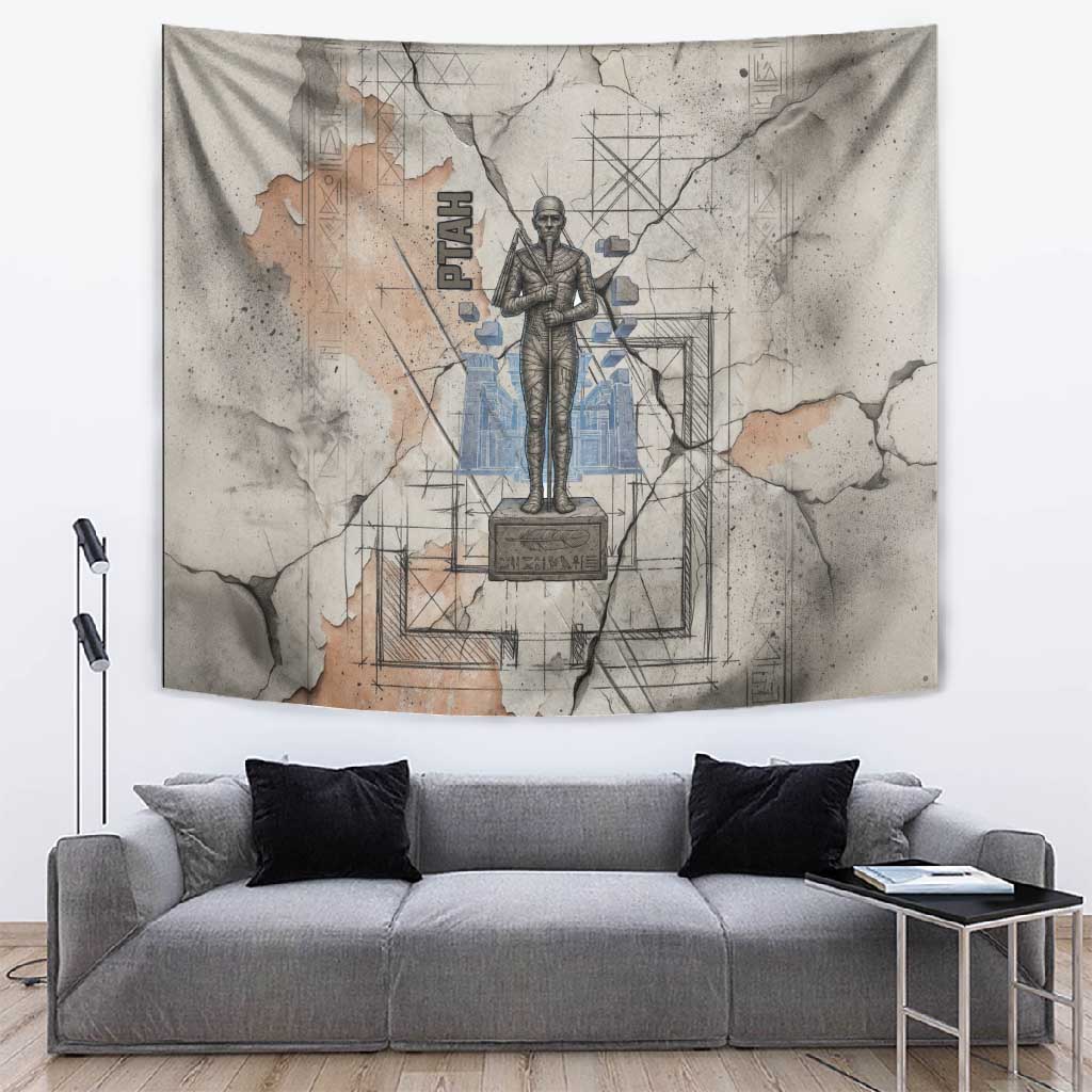 Ptah Egyptian Tapestry God of Crafts Architecture Tools Fashioner of the Earth