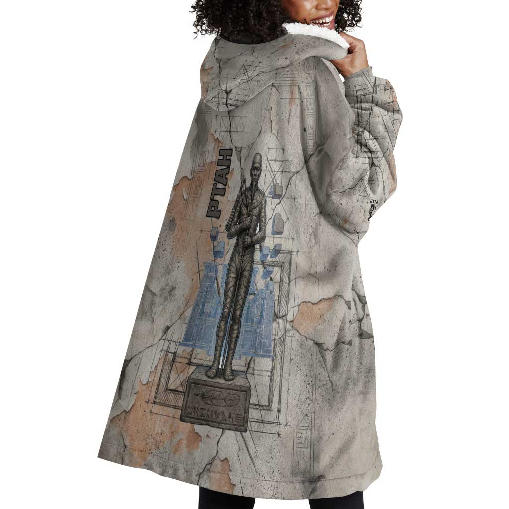 Ptah Egyptian Wearable Blanket Hoodie God of Crafts Architecture Tools Fashioner of the Earth