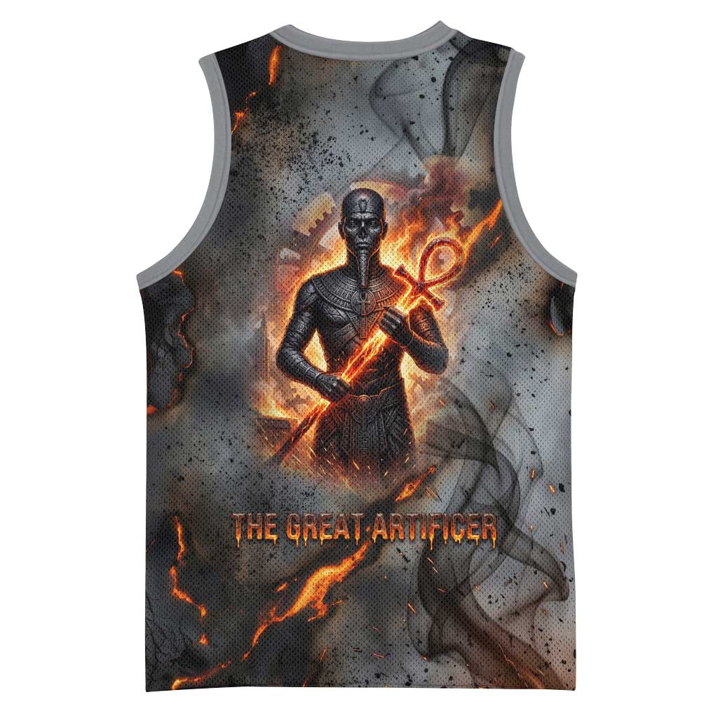 Ptah Egyptian Basketball Jersey God of Creation Great Artificer Hammer - Anvil Fire Forged