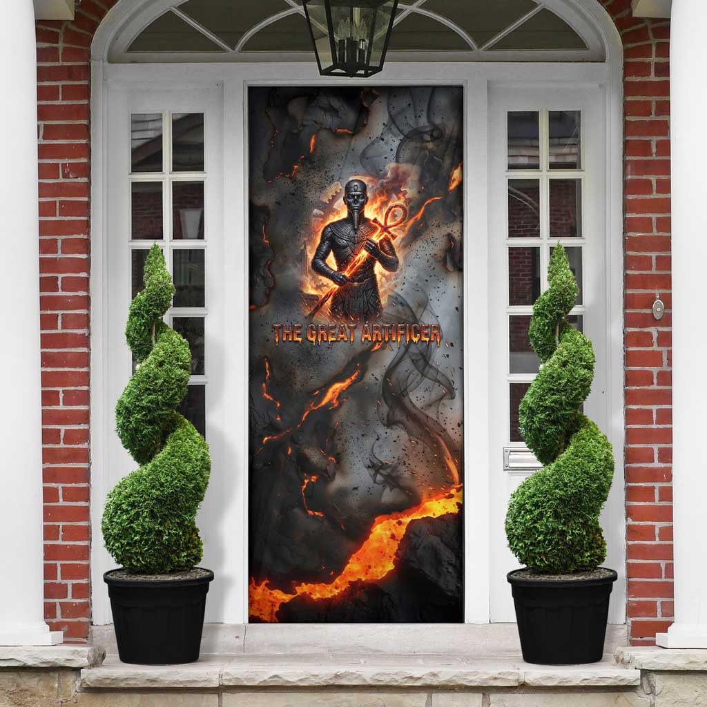 Ptah Egyptian Door Cover God of Creation Great Artificer Hammer - Anvil Fire Forged
