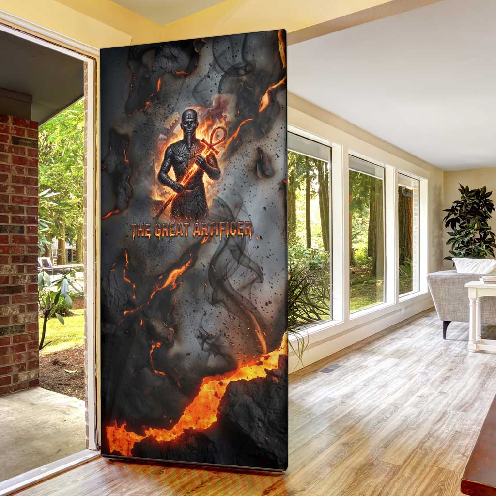 Ptah Egyptian Door Cover God of Creation Great Artificer Hammer - Anvil Fire Forged