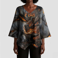 Ptah Egyptian Kimono Sleeve Blouse God of Creation Great Artificer Hammer - Anvil Fire Forged