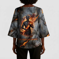 Ptah Egyptian Kimono Sleeve Blouse God of Creation Great Artificer Hammer - Anvil Fire Forged