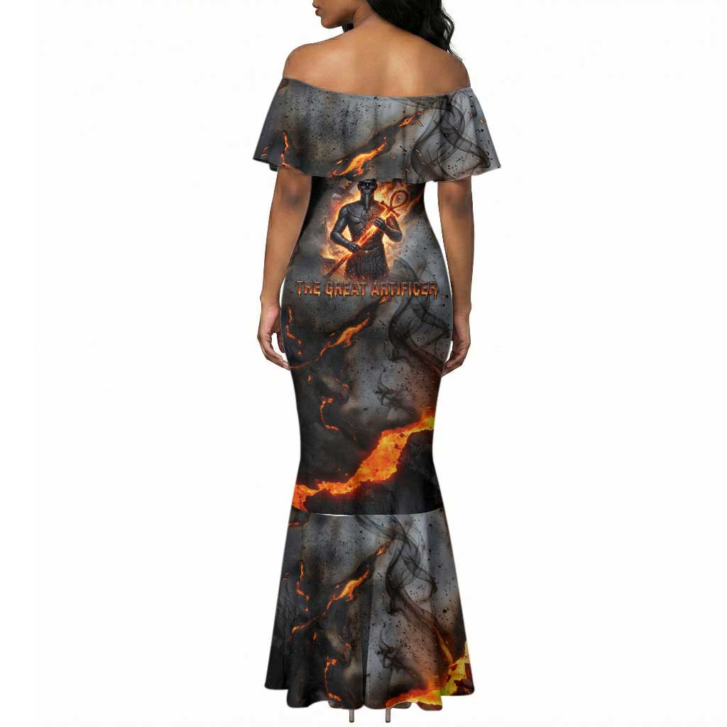 Ptah Egyptian Mermaid Dress God of Creation Great Artificer Hammer - Anvil Fire Forged
