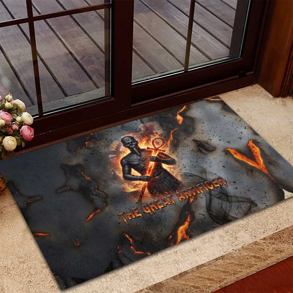 Ptah Egyptian Rubber Doormat God of Creation Great Artificer Hammer - Anvil Fire Forged
