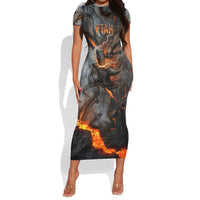 Ptah Egyptian Short Sleeve Bodycon Dress God of Creation Great Artificer Hammer - Anvil Fire Forged