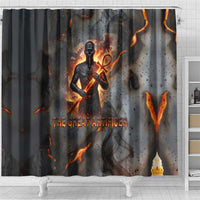 Ptah Egyptian Shower Curtain God of Creation Great Artificer Hammer - Anvil Fire Forged