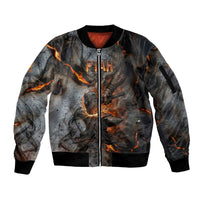 Ptah Egyptian Sleeve Zip Bomber Jacket God of Creation Great Artificer Hammer - Anvil Fire Forged