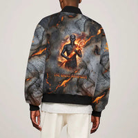 Ptah Egyptian Sleeve Zip Bomber Jacket God of Creation Great Artificer Hammer - Anvil Fire Forged