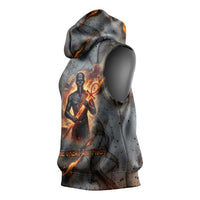 Ptah Egyptian Sleeveless Hoodie God of Creation Great Artificer Hammer - Anvil Fire Forged