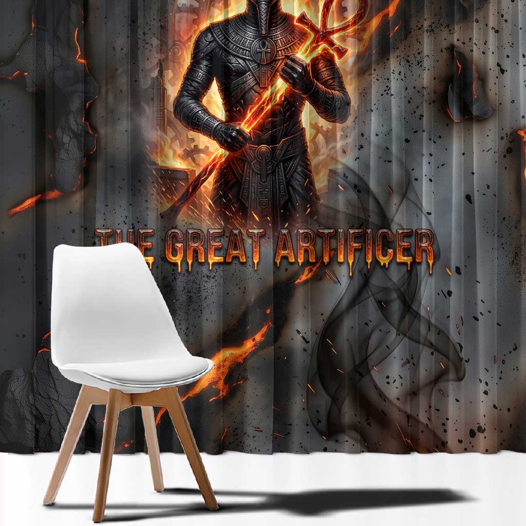 Ptah Egyptian Window Curtain God of Creation Great Artificer Hammer - Anvil Fire Forged
