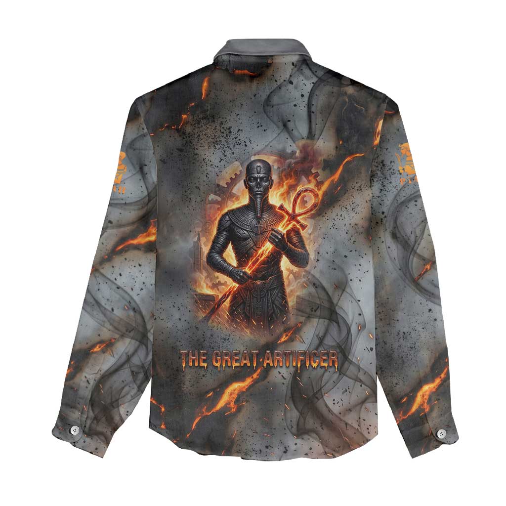 Ptah Egyptian Women Casual Shirt God of Creation Great Artificer Hammer - Anvil Fire Forged