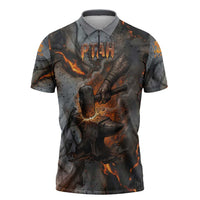 Ptah Egyptian Zipper Polo Shirt God of Creation Great Artificer Hammer - Anvil Fire Forged