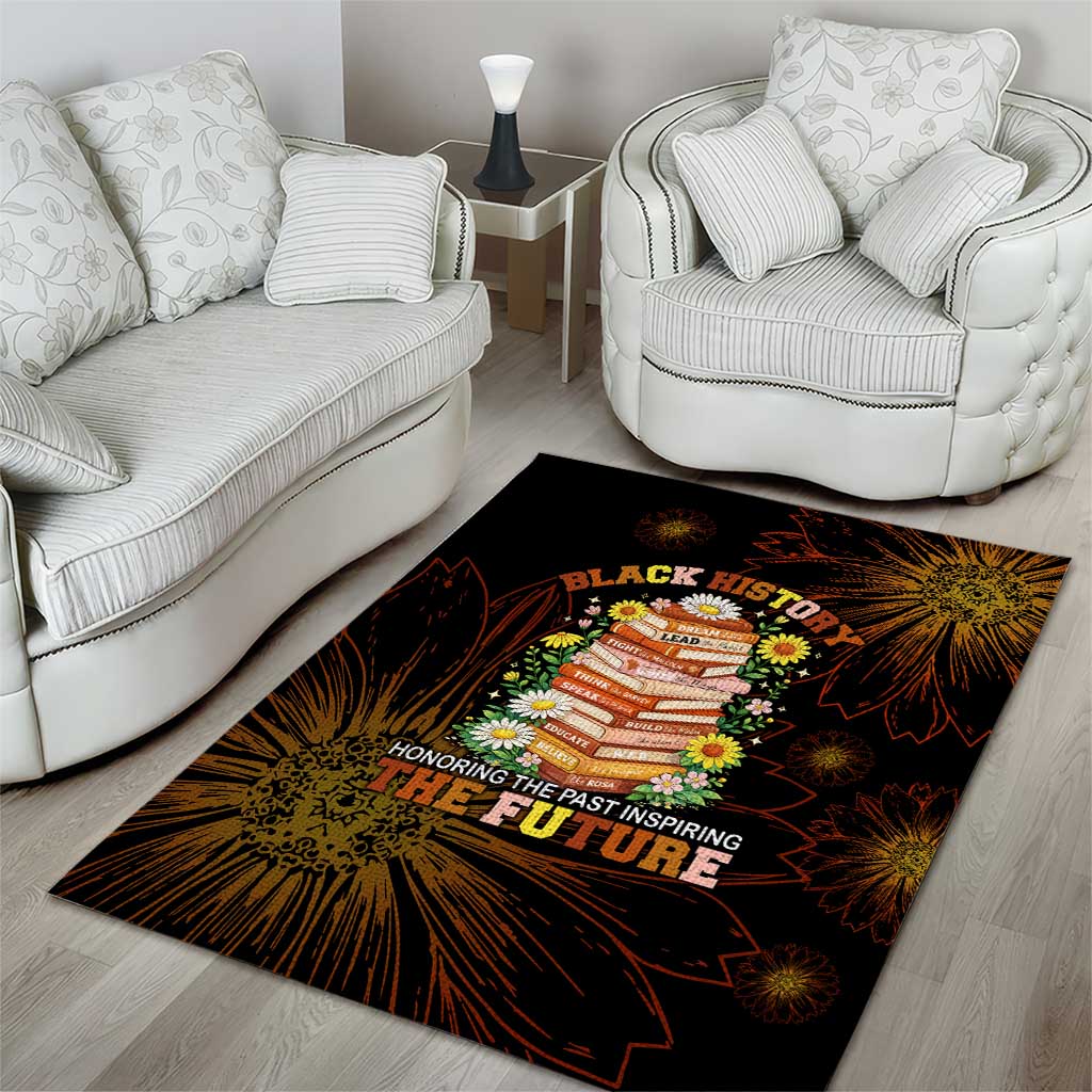 Black History Month Black African American Teachers Area Rug Afrocentric Floral Art with Motivational Typography