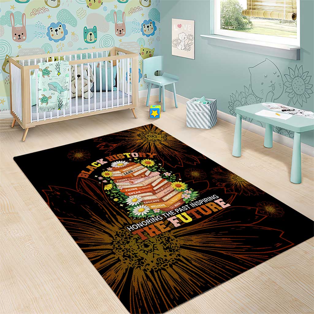 Black History Month Black African American Teachers Area Rug Afrocentric Floral Art with Motivational Typography