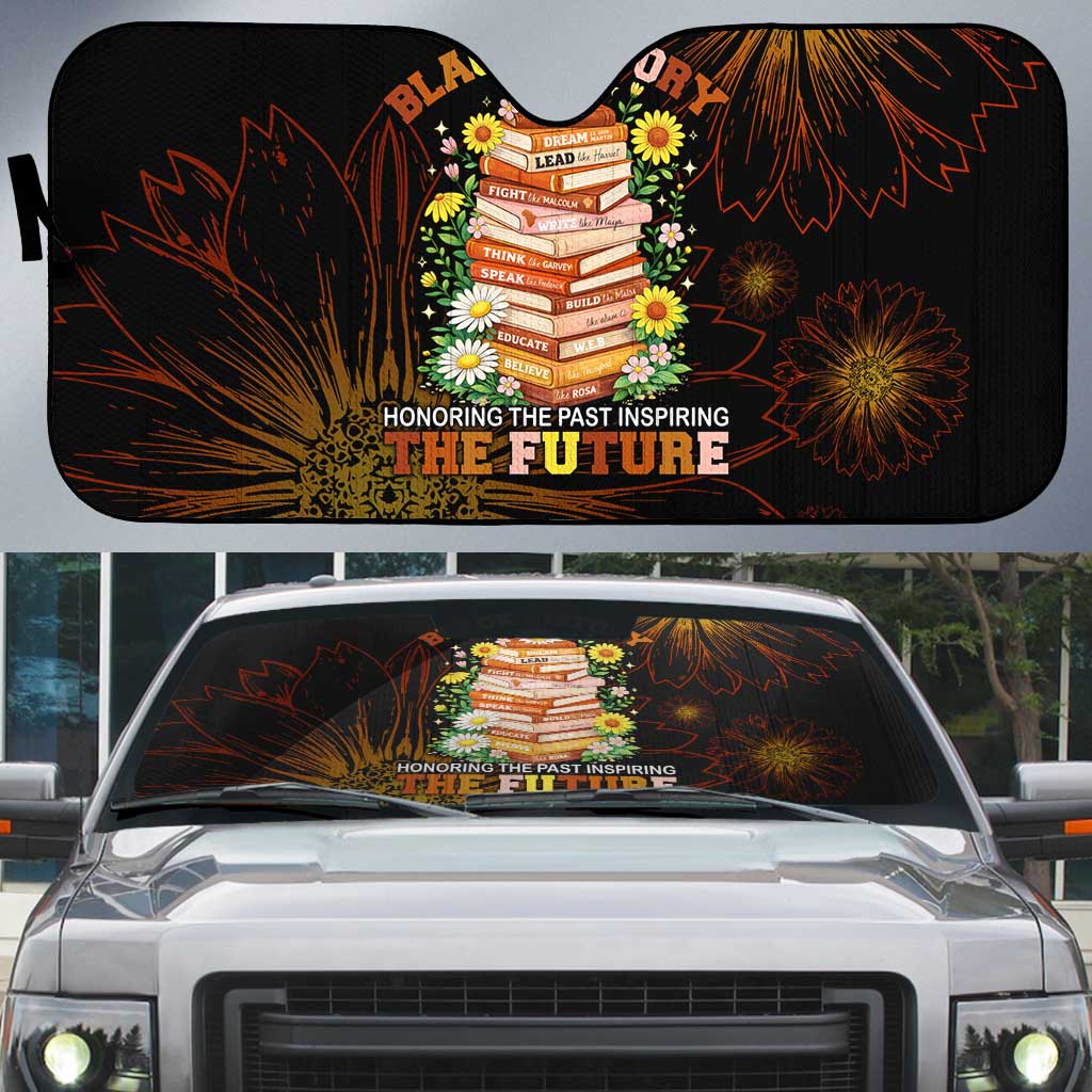 Black History Month Black African American Teachers Auto Sun Shade Afrocentric Floral Art with Motivational Typography