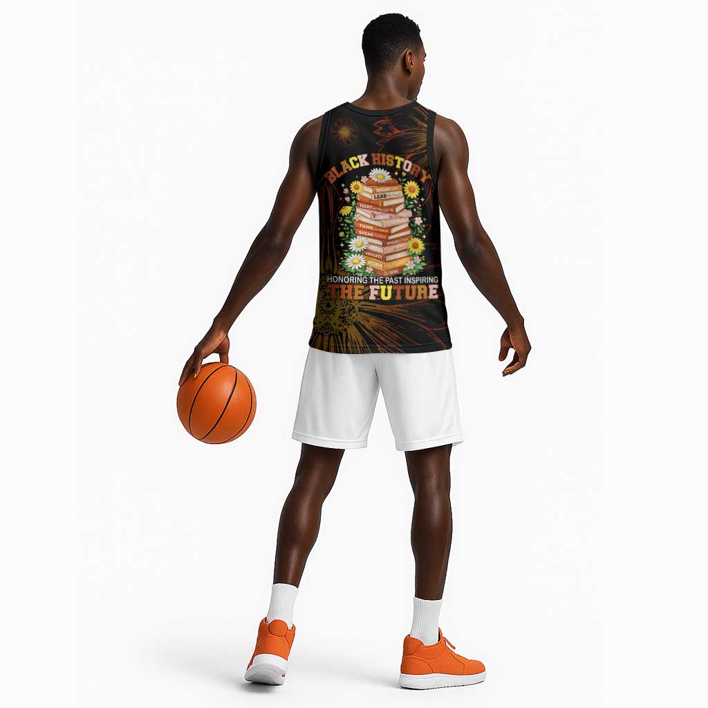 Black History Month Black African American Teachers Basketball Jersey Afrocentric Floral Art with Motivational Typography