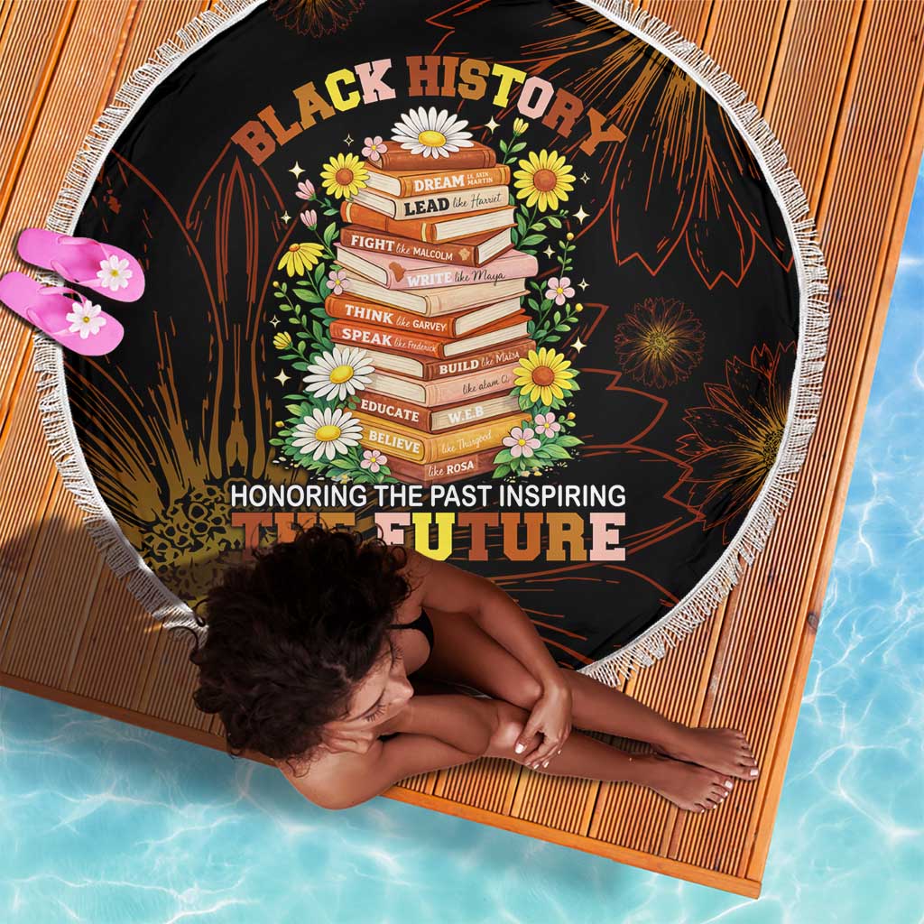 Black History Month Black African American Teachers Beach Blanket Afrocentric Floral Art with Motivational Typography