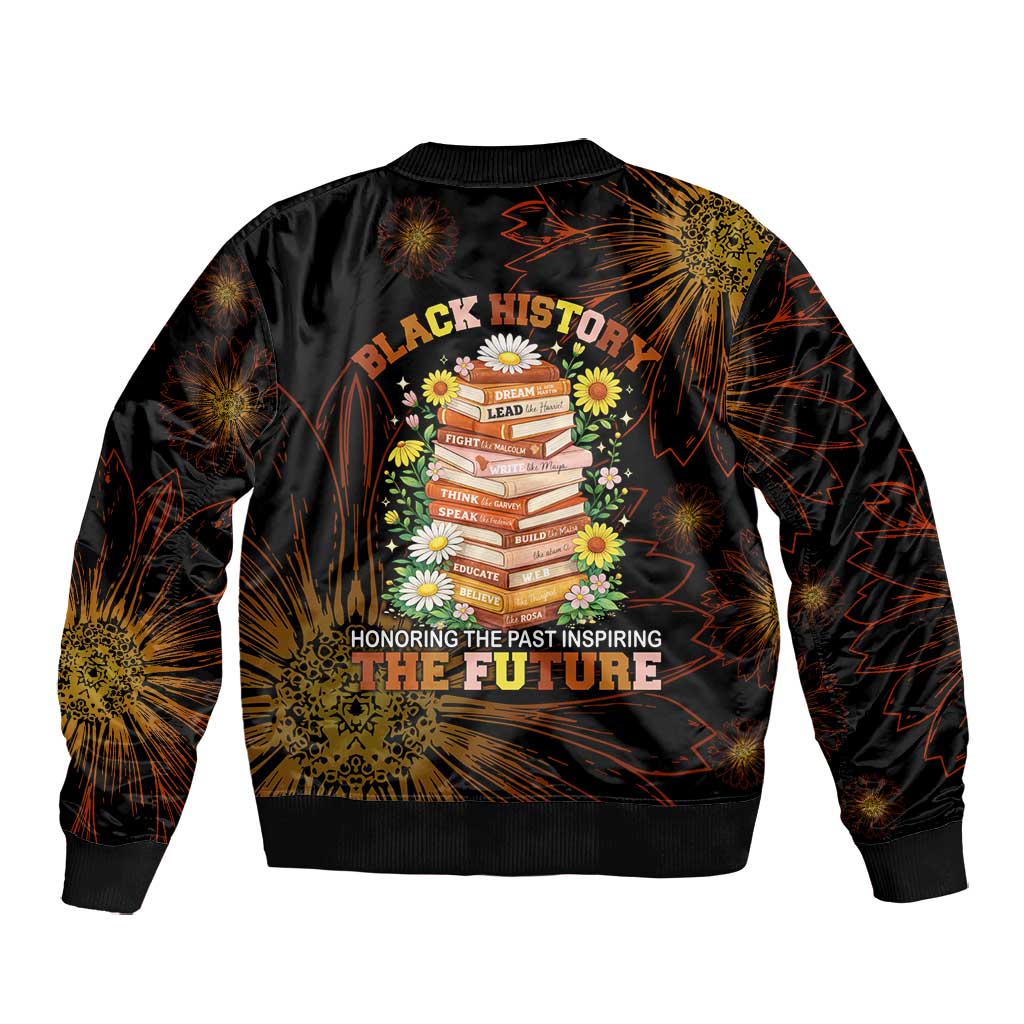 Black History Month Black African American Teachers Bomber Jacket Afrocentric Floral Art with Motivational Typography