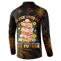 Black History Month Black African American Teachers Button Sweatshirt Afrocentric Floral Art with Motivational Typography
