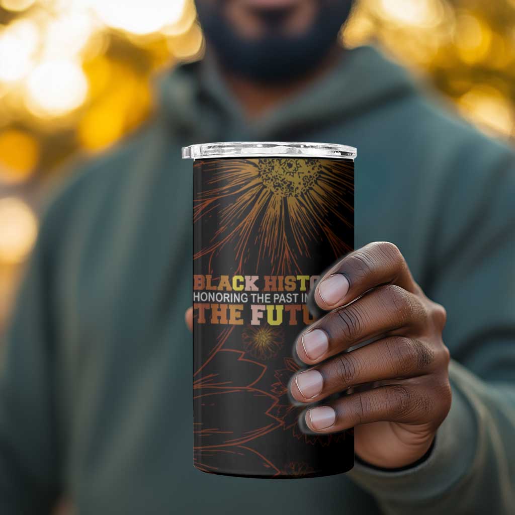 Black History Month Black African American Teachers 4 in 1 Can Cooler Tumbler Afrocentric Floral Art with Motivational Typography