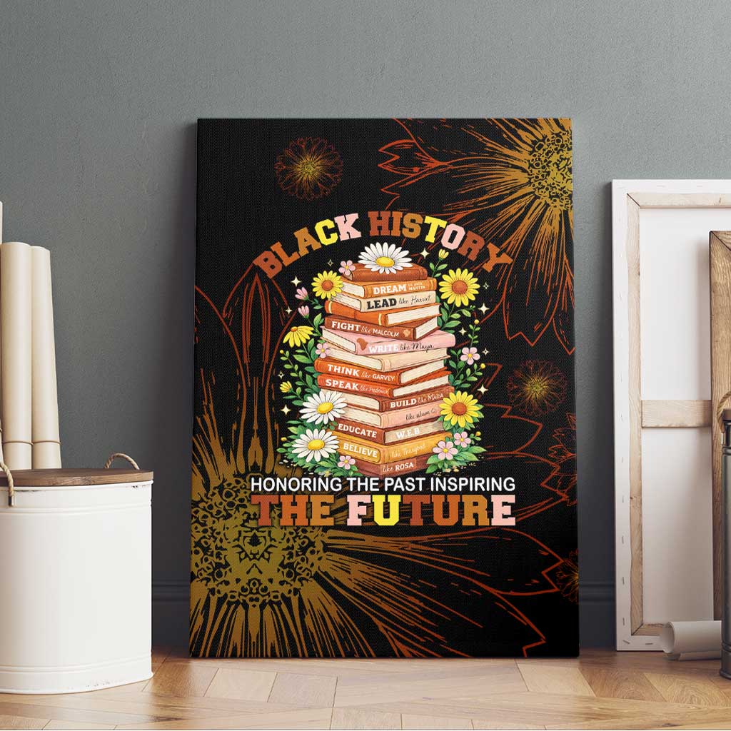 Black History Month Black African American Teachers Canvas Wall Art Afrocentric Floral Art with Motivational Typography