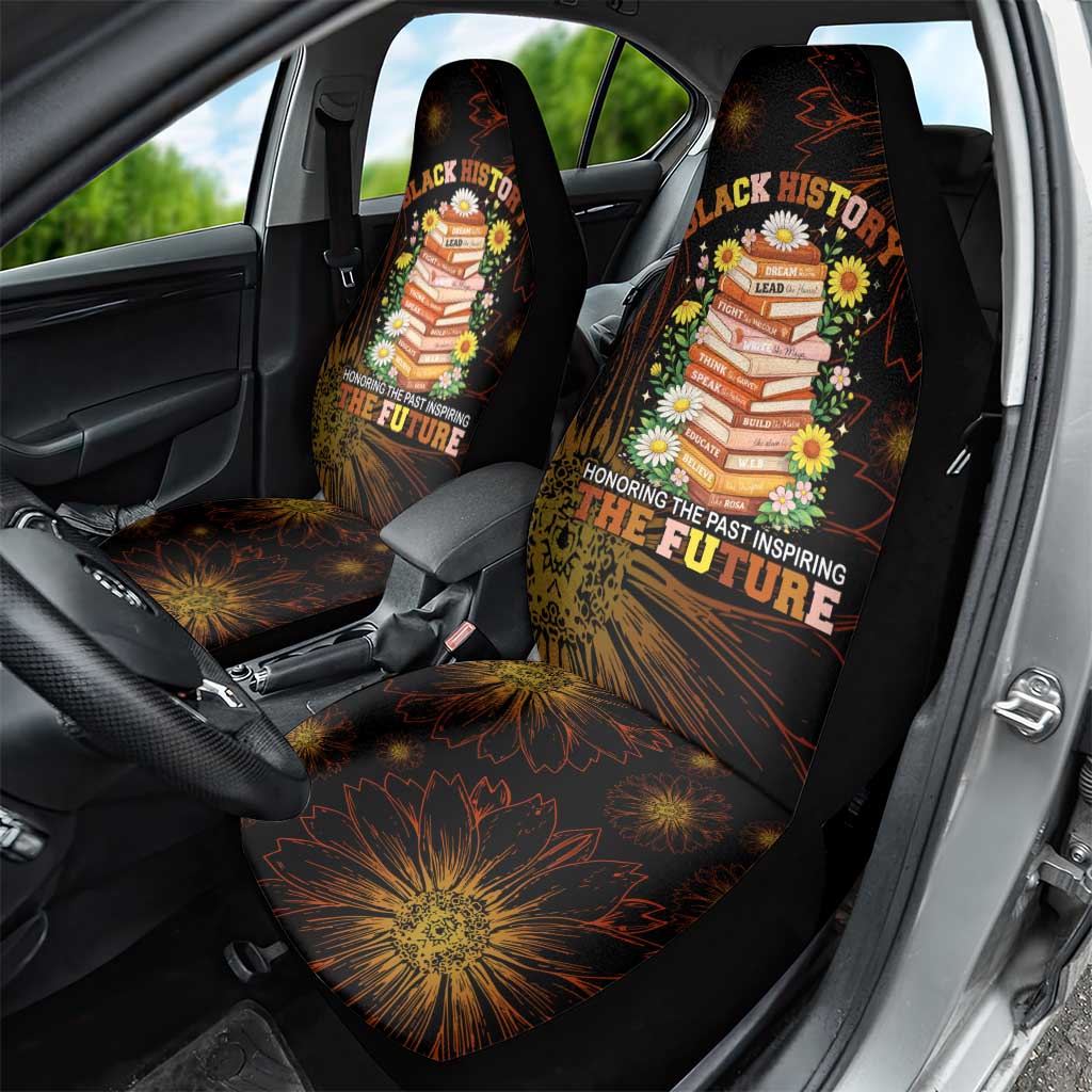 Black History Month Black African American Teachers Car Seat Cover Afrocentric Floral Art with Motivational Typography