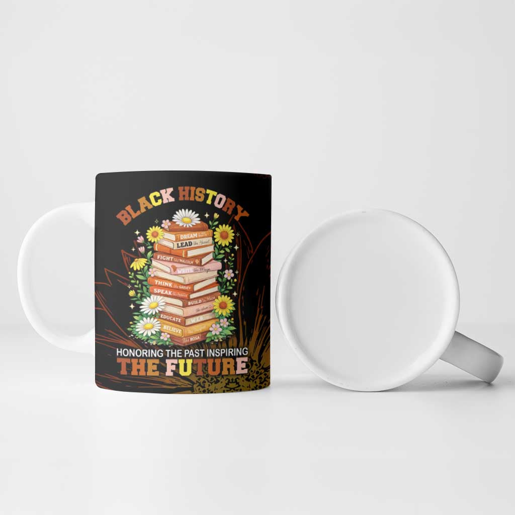 Black History Month Black African American Teachers Ceramic Mug Afrocentric Floral Art with Motivational Typography
