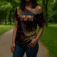 Black History Month Black African American Teachers Cross Shoulder Shirt Afrocentric Floral Art with Motivational Typography