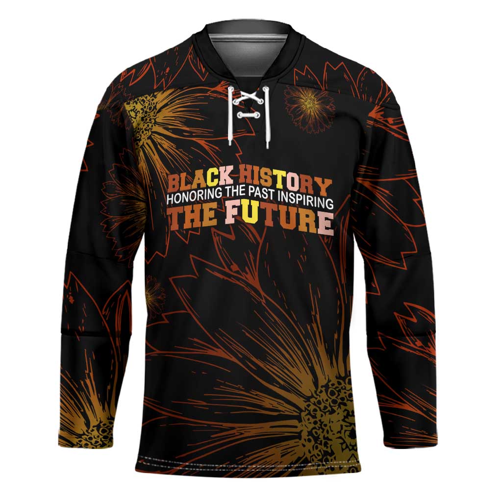 Black History Month Black African American Teachers Hockey Jersey Afrocentric Floral Art with Motivational Typography
