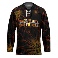 Black History Month Black African American Teachers Hockey Jersey Afrocentric Floral Art with Motivational Typography