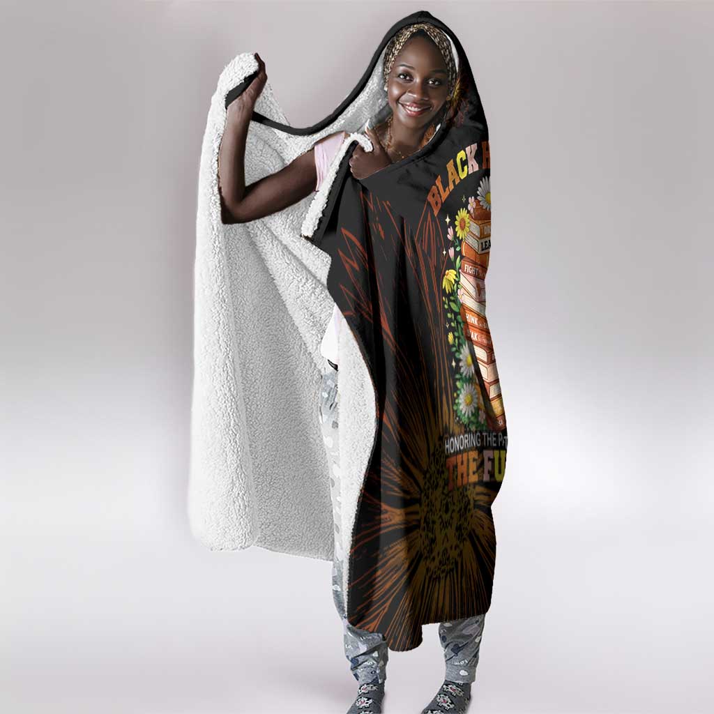 Black History Month Black African American Teachers Hooded Blanket Afrocentric Floral Art with Motivational Typography
