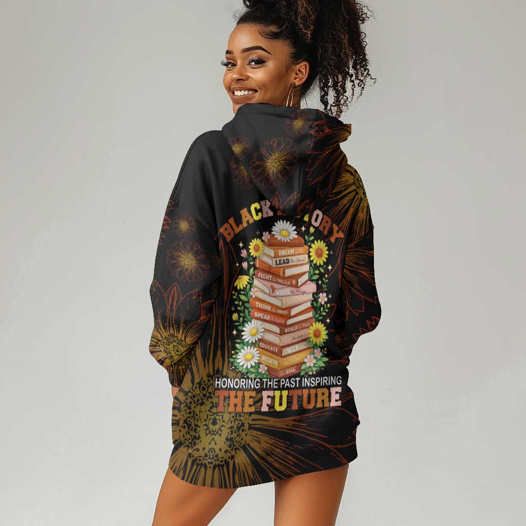 Black History Month Black African American Teachers Hoodie Dress Afrocentric Floral Art with Motivational Typography
